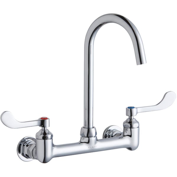 Elkay Wall Mnt 8In, Gn 5In Spt, 1Pc Wrist Bld Hndl, 4In, 1/2In Hw